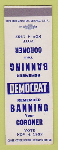 Matchbook Cover - Banning for Coroner 1952 SAMPLE