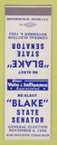 Matchbook Cover - Blake for State Senator Election 1952 SAMPLE