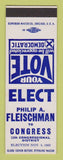 Matchbook Cover - Philip Fleischman for Congress Election SAMPLE