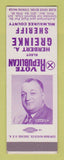 Matchbook Cover - Herbert Greinke Sheriff Milwaukee County SAMPLE