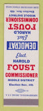 Matchbook Cover - Harold Foust Commissioner Election  SAMPLE