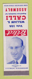 Matchbook Cover - William Calli Election Assembly SAMPLE