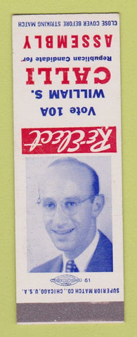Matchbook Cover - William Calli Election Assembly SAMPLE