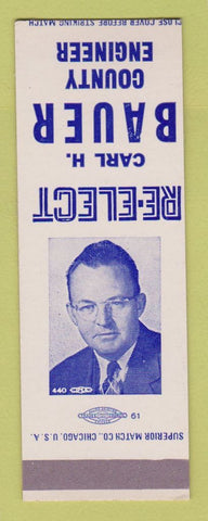 Matchbook Cover - Carl Bauer County Engineer SAMPLE