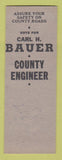 Matchbook Cover - Carl Bauer County Engineer SAMPLE