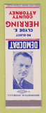 Matchbook Cover - Clyde Herring County Attorney Election  SAMPLE