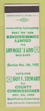 Matchbook Cover - Guy F Stewart County Commissioner SAMPLE