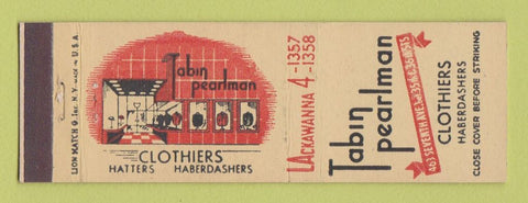 Matchbook Cover - Tabin Pearlman Men's Clothes New York City