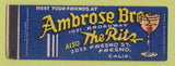 Matchbook Cover - Ambrose Bro The Ritz Fresno CA SAMPLE