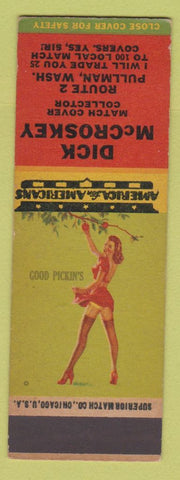 Matchbook Cover - Dick McCroskey Match Collector Pullman WA pinup SAMPLE