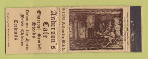 Matchbook Cover - Anderson's Cafe Maywood CA WORN KING MIDAS
