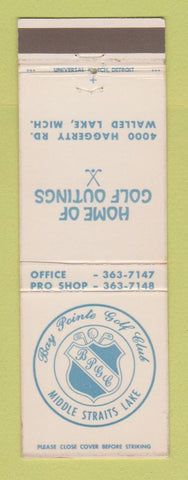 Matchbook Cover - Bay Pointe Golf Club Walled Lake MI Middle Straights Lake
