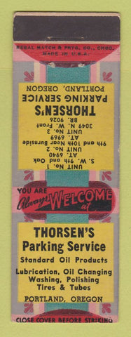 Matchbook Cover - Thorsen's Parking Service Portland OR