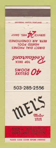 Matchbook Cover - Mel's Motor Inn Portland OR