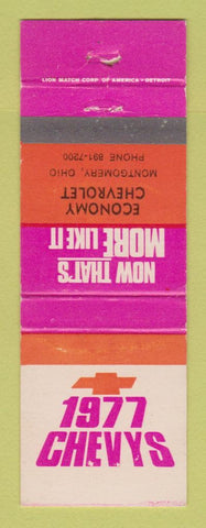 Matchbook Cover - 1977 Chevrolet Economy Montgomery OH WORN