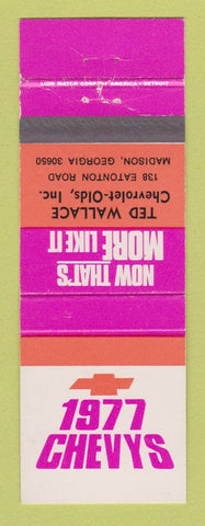 Matchbook Cover - 1977 Chevrolet Ted Wallace Oldsmobile Madison GA