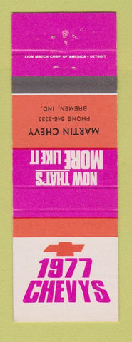 Matchbook Cover - 1977 Chevrolet Martin Bremen IN