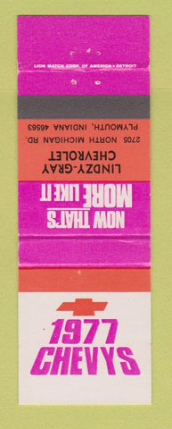 Matchbook Cover - 1977 Chevrolet Lindzy Gray Plymouth IN