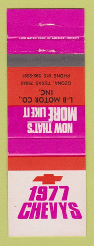 Matchbook Cover - 1977 Chevrolet LB Motors Ozona TX