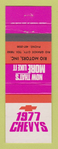 Matchbook Cover - 1977 Chevrolet Rio Motors Rio Grande City TX