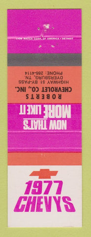 Matchbook Cover - 1977 Chevrolet Roberts Dyersburg TN