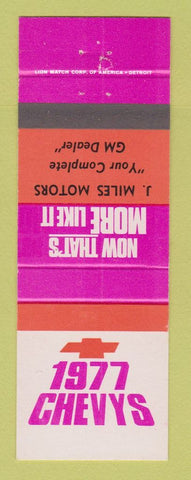 Matchbook Cover - 1977 Chevrolet J Miles Motors San Saba TX