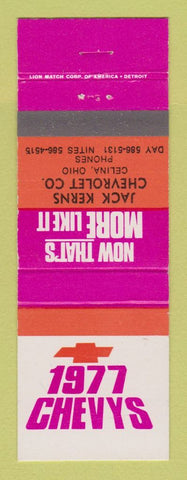 Matchbook Cover - 1977 Chevrolet Jack Kerns Celina OH