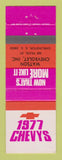 Matchbook Cover - 1977 Chevrolet Watson Darlington SC
