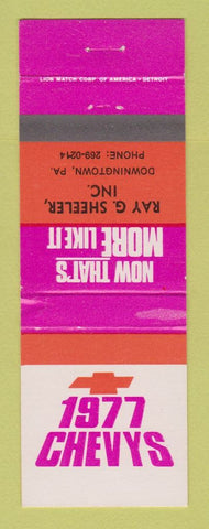Matchbook Cover - 1977 Chevrolet Ray Sheeler Downingtown PA WEAR
