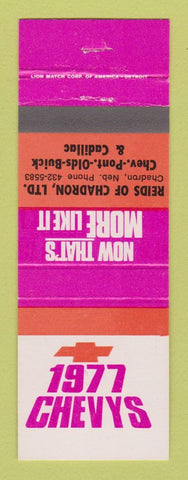 Matchbook Cover 1977 Chevrolet Reids Chadron NE Pontiac Oldsmobile Buck Cadillac