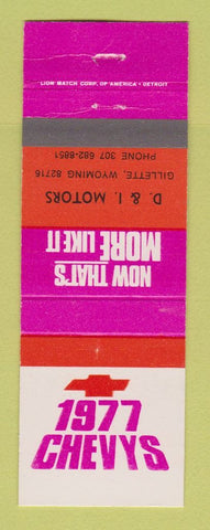 Matchbook Cover - 1977 Chevrolet D&I Motors Gillette WY