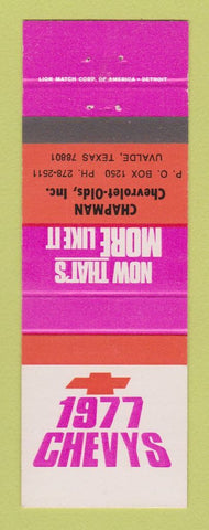 Matchbook Cover - 1977 Chevrolet Chapman Oldsmobile Uvalde TX