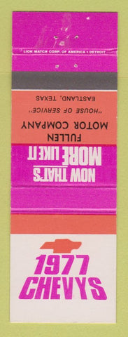 Matchbook Cover - 1977 Chevrolet Fullen Eastland TX WEAR