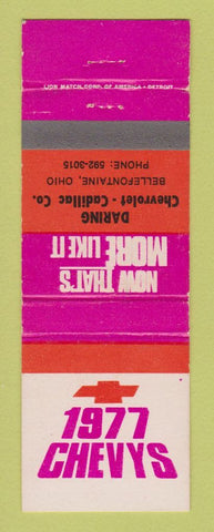 Matchbook Cover - 1977 Chevrolet Daring Cadillac Bellefontaine OH