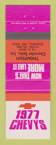 Matchbook Cover - 1977 Chevrolet Thompson Bicknell IN