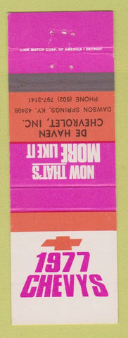 Matchbook Cover - 1977 Chevrolet De Haven Dawson Springs KY