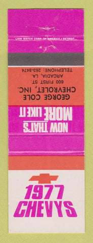 Matchbook Cover - 1977 Chevrolet George Cole Arcadia LA WEAR