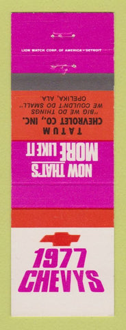 Matchbook Cover - 1977 Chevrolet Tatum Opelika AL