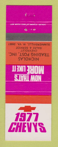 Matchbook Cover - 1977 Chevrolet Nicholas Trading Post Summersville WV