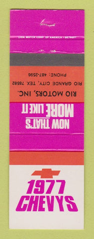 Matchbook Cover - 1977 Chevrolet Rio Motors Rio Grande City TX