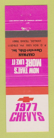 Matchbook Cover - 1977 Chevrolet Chapman Oldsmobile Uvalde TX