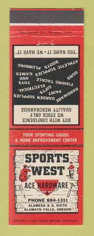 Matchbook Cover - Sports West Sporing Goods Ace Hardware Klamath Falls OR
