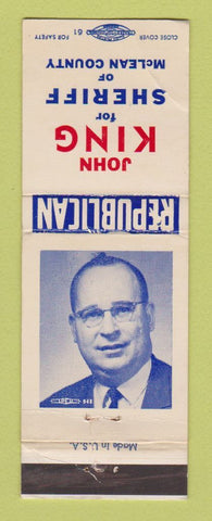 Matchbook Cover - John King ofr Sheriff McLean County WEAR
