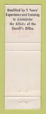Matchbook Cover - John King ofr Sheriff McLean County WEAR