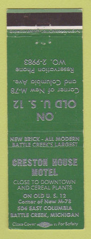 Matchbook Cover - Creston House Motel Battle Creek MI