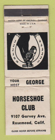 Matchbook Cover - Horseshoe Club Rosemead CA WORN