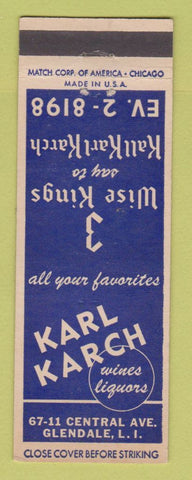 Matchbook Cover - Karl Karch 3 Wise Kings Glendale LI NY