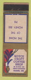 Matchbook Cover - Royce Croft Coffee Shop Seaside OR