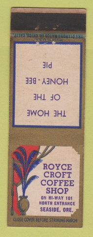 Matchbook Cover - Royce Croft Coffee Shop Seaside OR