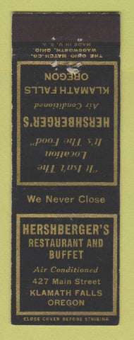 Matchbook Cover - Hershberger's Restaurant Klamath Falls OR